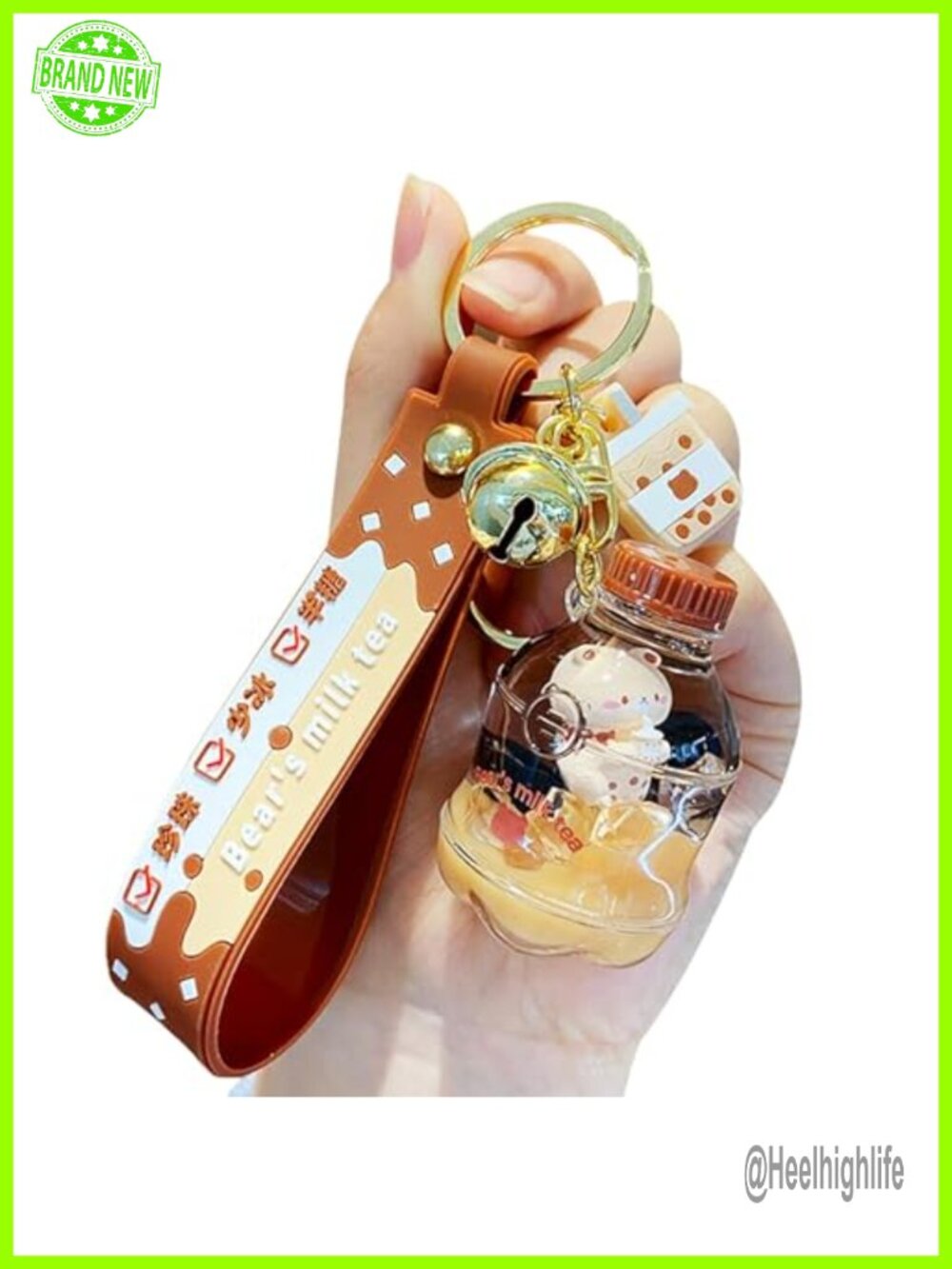 Cute Boba Tea Bear Liquid Keychain, Kawaii Charms for Bags & Backpacks